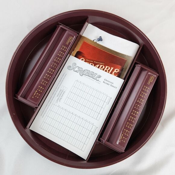 🩵Scrabble Deluxe Turntable Vintage 2001 Edition Word Game - Picture 12 of 12